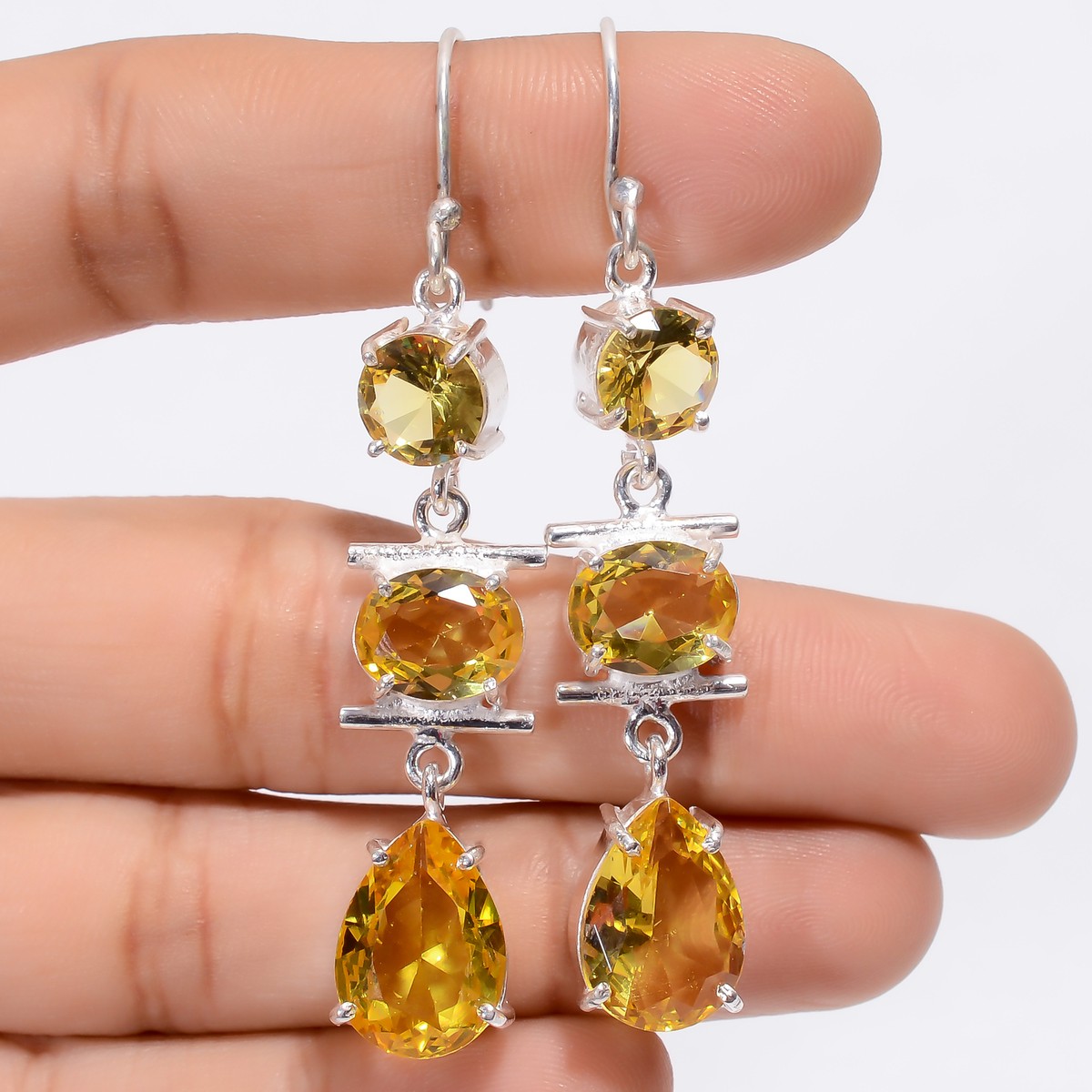 Yellow Topaz Gemstone Fashion Jewelry 925 Silver Dangle Earrings