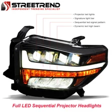 Streetrend Full LED Sequential Projector Headlights Black For 2014-2021 Tundra