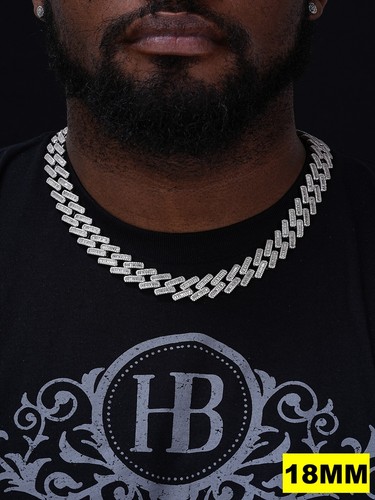 Baguette MOISSANITE Real Miami Cuban Link Chain Iced Solid 925 Silver Necklace - Picture 10 of 24