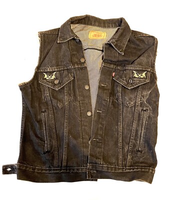 Vintage Levi's Black Denim Jacket W/ 1985 Dokken Back Patch