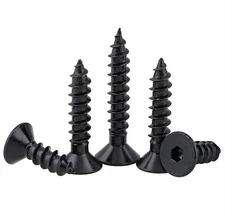 Black Steel Allen Hex Hexagon Flat Countersunk Head Self Tapping Wood Screw