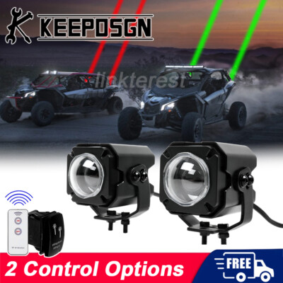 For Can Am Maverick X3 Laser RGBW LED Whip Lights Kit Whipless Remote UTV SXS