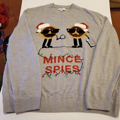 Marks Spencer Christmas Jumper Mince Spies Grey Mens 2XL