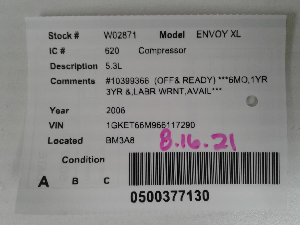 Compresor de aire acondicionado usado se adapta a: 2006 GMC Envoy XL 5,3 grado A Foto 4 de 4