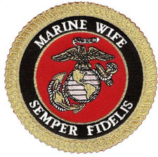 4" USMC MARINE WIFE SEMPER FIDELIS INSIGNIA MILITARY ROUND EMBROIDERED PATCH