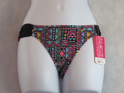 Hula Honey Junior Maze-Print Ruched-Tab Swim Bikini Bottom, Multi-Color