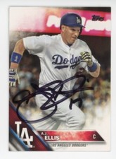 SIGNED BASEBALL CARD AUTO TOPPS 2016 LOS ANGELES DODGERS LA AJ ELLIS #US300