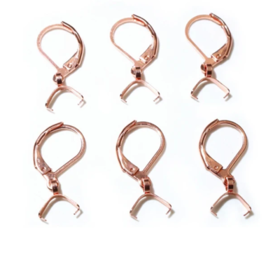 10 pc 304 Stainless Steel Earring Leverback Hook 25mm Pinch Bail Rose  Gold