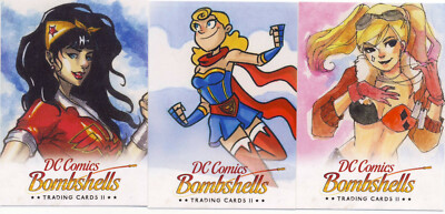 2018 Cryptozoic DC Bombshells Series 2 3-Card Promo Set P1 P2 P3 Harley Quinn ++