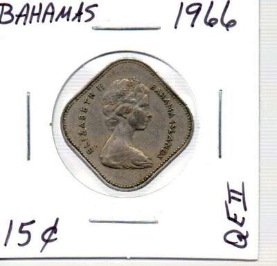 1966 Bahamas 15 Cents Coin - Square Shaped - Circulated - as