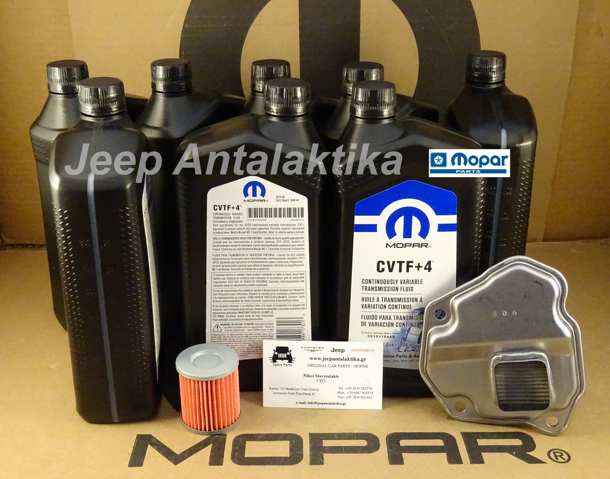 CVTF Transmission Oil 5191184AB 8x0.946L & CVT Filters New Genuine