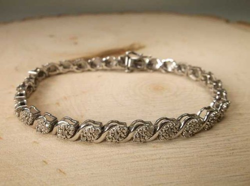 Gorgeous Sterling Silver 44 Genuine Diamonds (0.04 each) Bracelet 7.5" Long