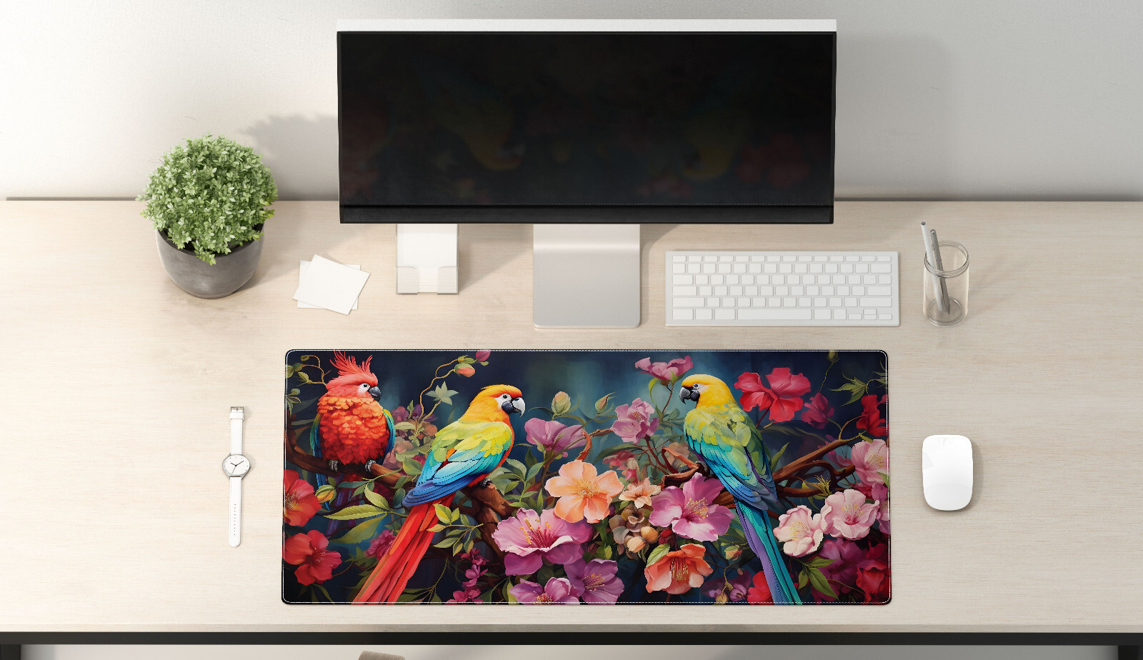 Colorful Parrot Themed Large Gaming Mouse Pad - Perfect Gift for Gamers  