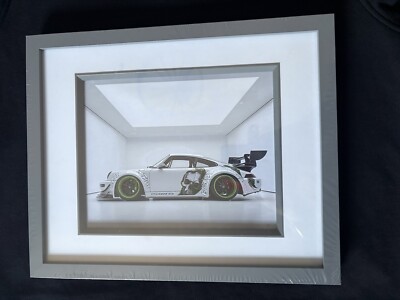 Porsche 911 Print in Luxus Doppelkante Klasse Rahmen Grau/Weiß (Maßanfertigung) 