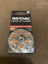 10 PACK RAYOVAC LOUD N CLEAR SIZE 312 HEARING AID BATTERIES, 60 Cells 8/29 Ex