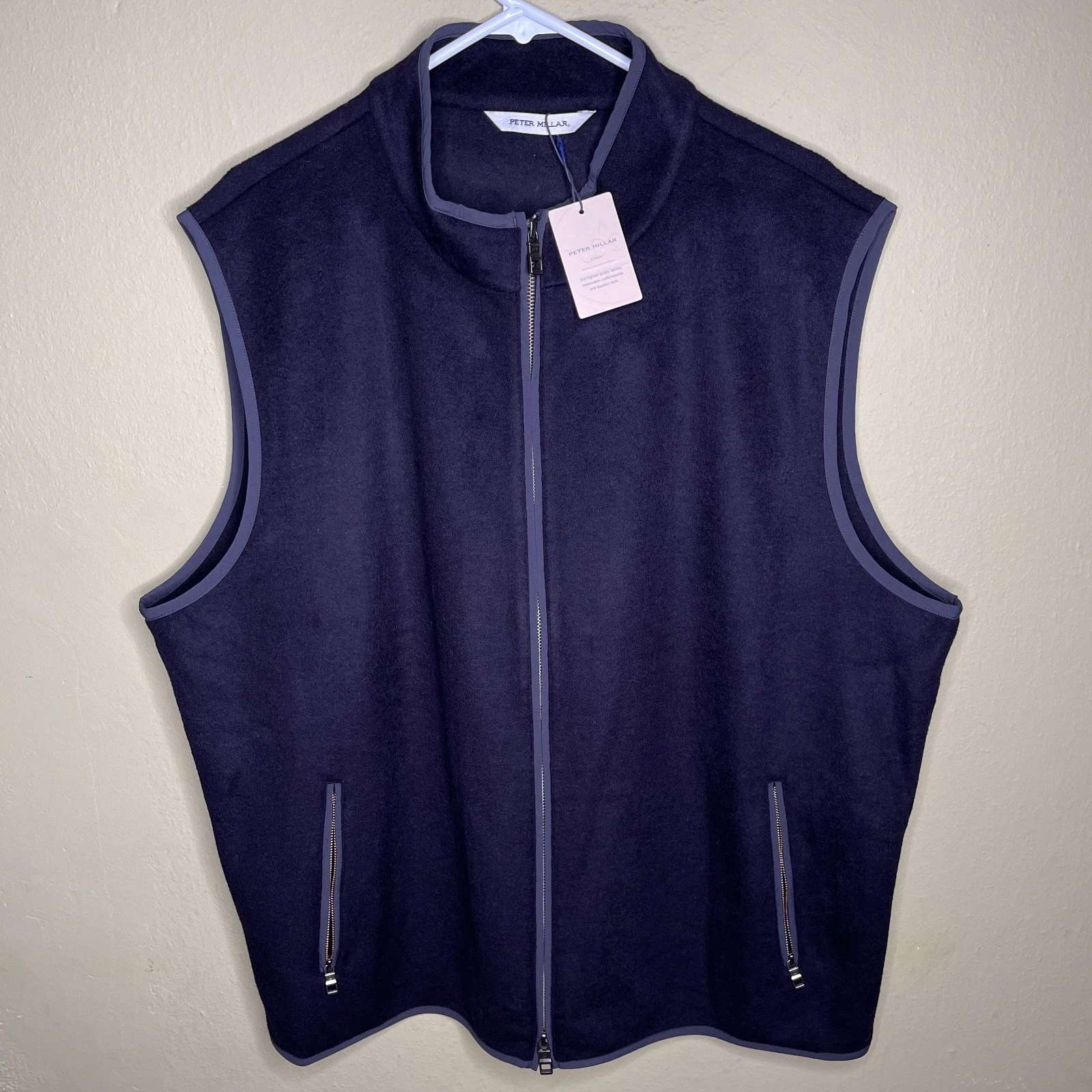 Peter Millar Crown Flex Fleece Wool Vest Navy Golf Jacket Mens Size 2XL New $495