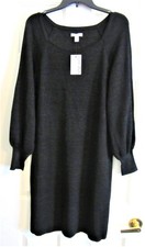 Nine West Black Ribbed Knit Long Sleeve Sweater Dress w/Sparkle Size XXL