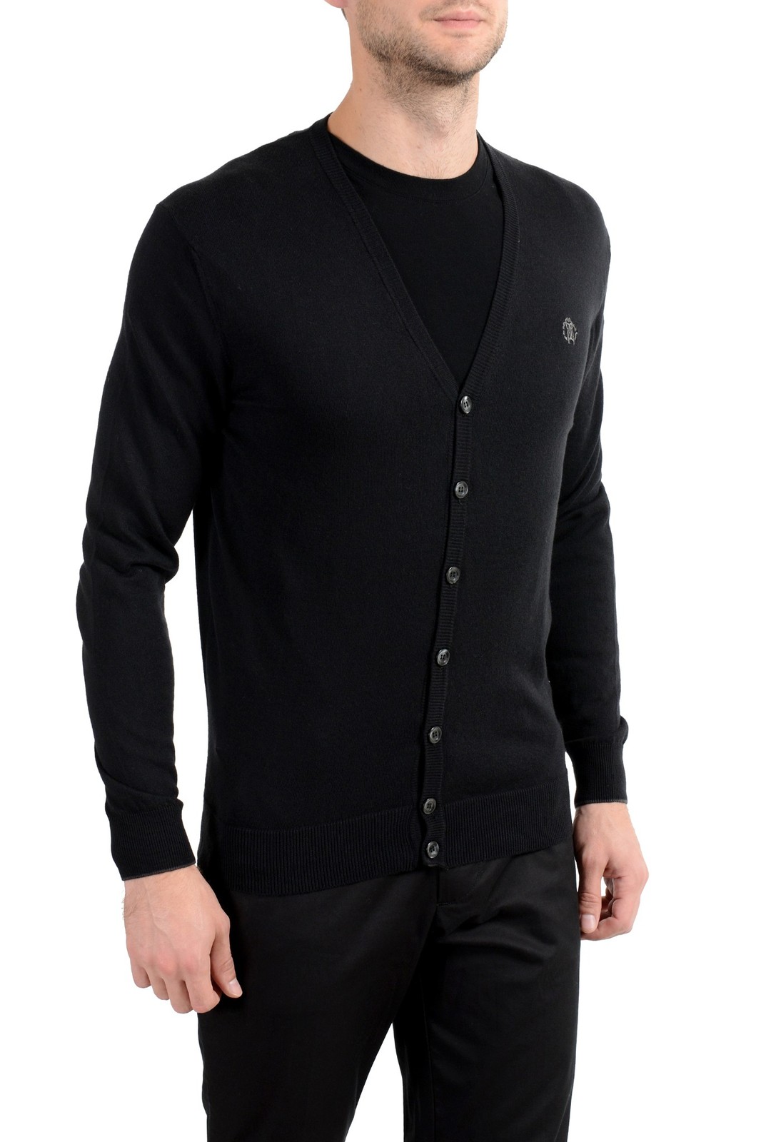 Roberto Cavalli Men's Cashmere Black Cardigan Sweater image 2
