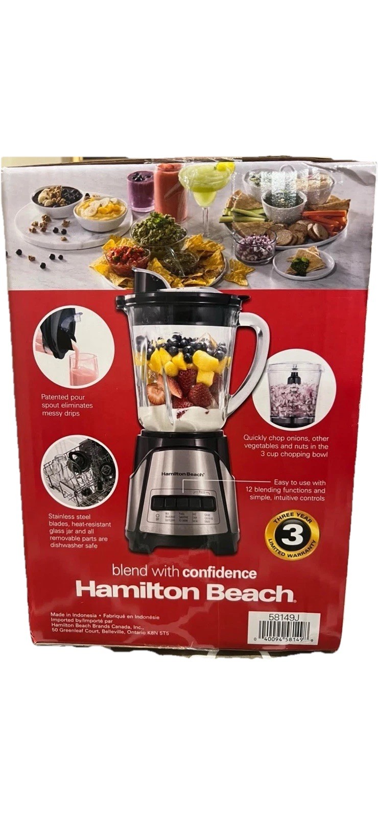Hamilton Beach model 58149J, 700 watt 2-in-1 Blender & Food 