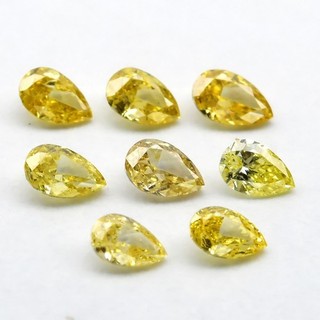 💎 8pcs Lot 0.48ct t.w Pear Natural Untreated Fancy Yellow Orange Diamond VS VVS