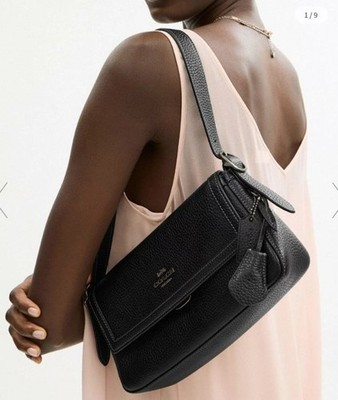 US duties incl.  Coach Etta Flap Bag (smaller size) in Gunmetal/Black