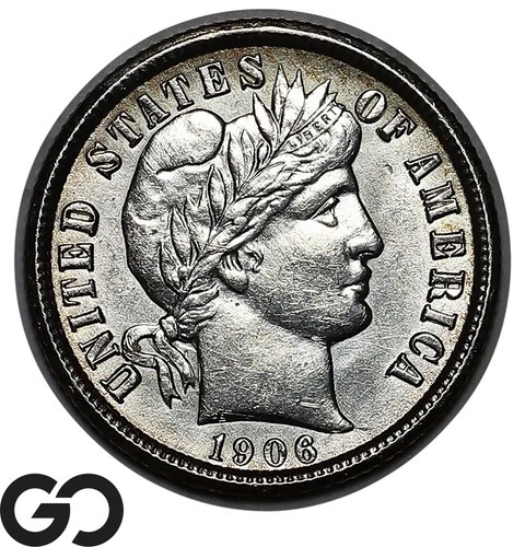 1906-O Barber Dime, Very Nice Gem BU++ Tougher Date
