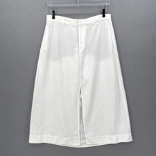 without tags ENZA COSTA Twill Midi Skirt Women Small White Trouser Linen Ble G2U