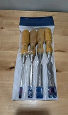 Vintage marples Wood Handle bevel edge chisels set of 4 -New Old Stock - 1/4"-1"