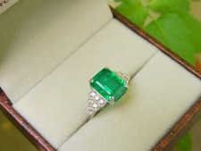 4.00Ct Emerald Cut Natural Green Emerald Womens Wedding Ring 925 Sterling Silver
