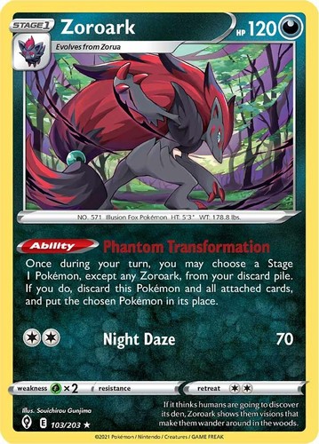 Zoroark Holofoil - SWSH07: Evolving Skies- 103/203 NM