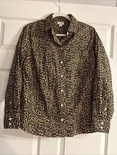 J. Crew Button Up Shirt Women's Size Small Leopard Print Long Sleeve