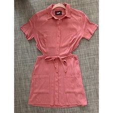 REFORMATION Peekaboo Sides/Back Gauzey Button Front Wrap Mini Dress Petal Pink M