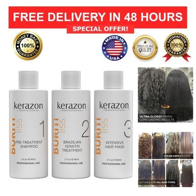 Kerazon Brazilian Keratin Treatment Kit 2oz Buriti Oil Smoothing Straightening