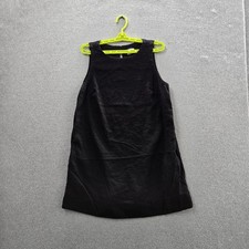 Old Navy Women Dress L Black Linen Rayon Shift Sleeveless Tank Coastal Beachy