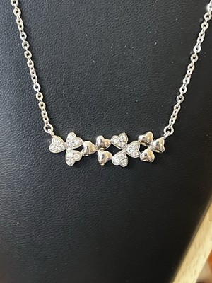 Schöne 24 Zoll Kleeblatt Halskette aus Irland mit weißen Saphiren Sterling