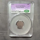 1891 Seated Liberty Silver Dime 10c Harshly Cleaned CAC Trader Bea slab