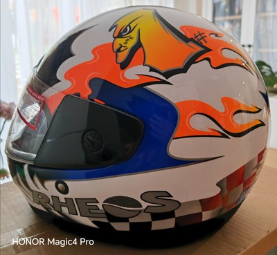 Honda Motorradhelm Rheos Fiber One Replic weiß blau orange, Integralhelm...