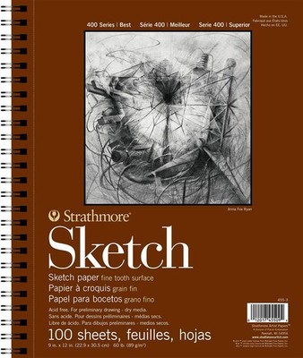 Strathmore 400 Series Sketch Pad, 9x12 inch, 100 Sheets - Artist Sketchbook 