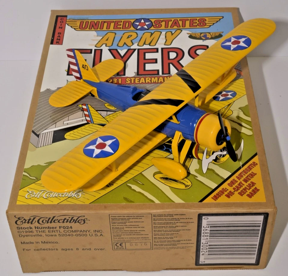 US Army Flyers 1931 Stearman Diecast Biplano Moneda Banco Ertl Coleccionables NUEVO Foto 3 de 4