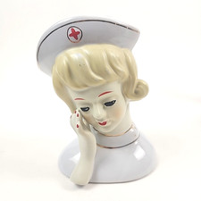 Vintage Nurse Head Vase - Hand Painted Unmarked