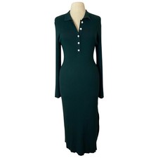 House of Harlow Ribbed Sweater Dress Womens Sz XL Green Pearl Rhinestone Holiday