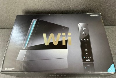 Nintendo Wii Konsole Schwarz Bundle mit Remote Jacke Neu Ungeöffnet