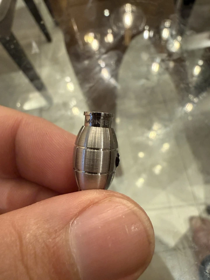 Nuevo brazalete Montblanc de cuero tejido de acero inoxidable - negro con deslizadores plateados Foto 3 de 4