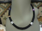 Sterling Southwest Navajo Pearls Cylinder Onyx Charoite Bead Squash 18" Necklace — photo 1