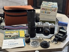 Mamiya/Sekor 500 DTL 35mm Film Camera Kit w/ Box, Manuals, Lenses, Flash, Strap