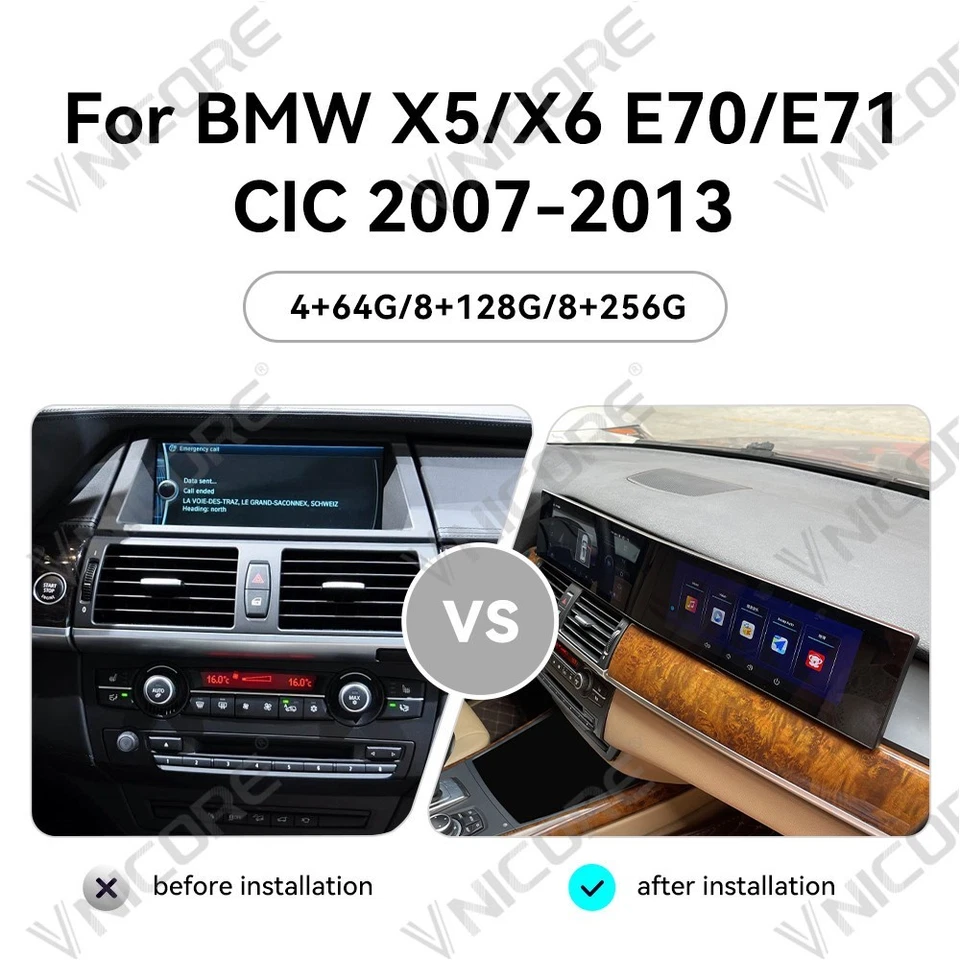 Radio coche pantalla doble Android 4G 12,3"" para BMW X5 X6 E70 E71 2007-2013 Carplay  Foto 3 de 4