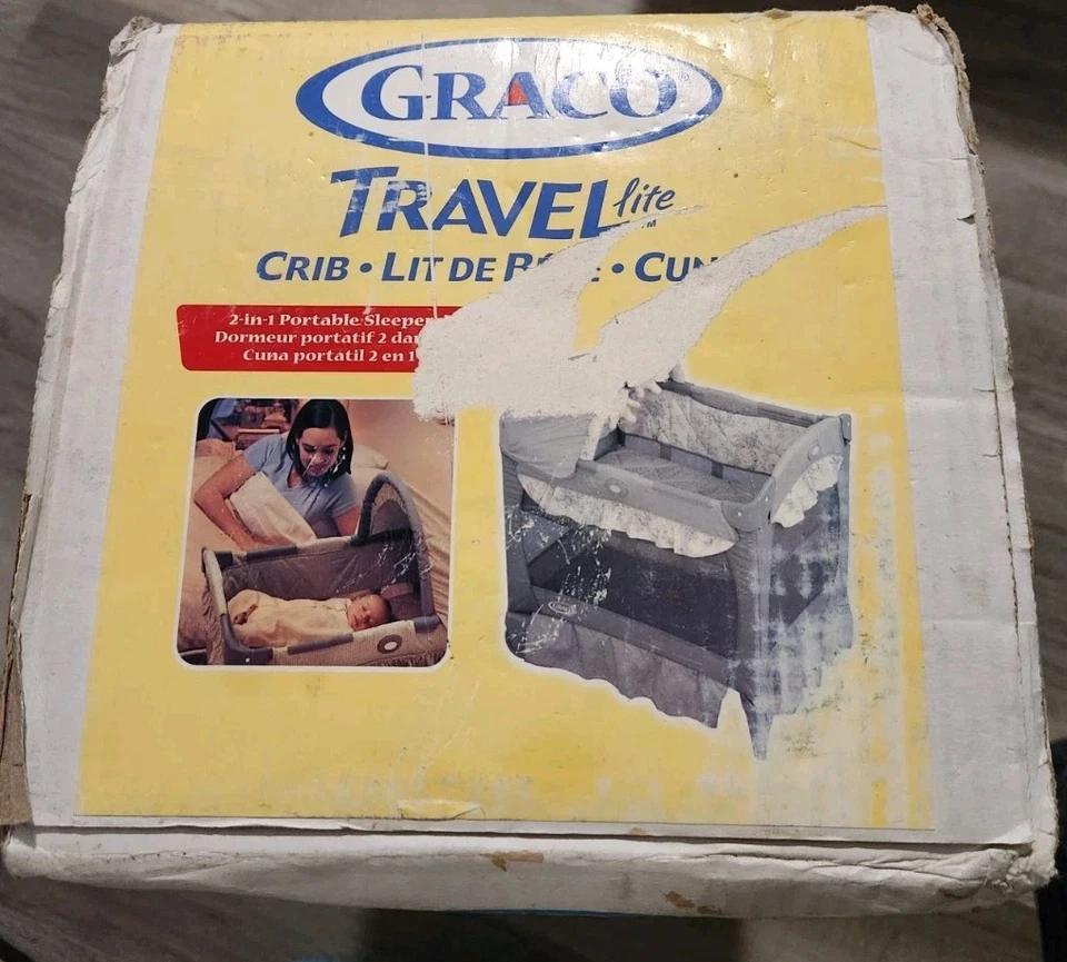 Vintage Graco Travel Lite Crib 2-in-1 Portable Sleeper Bassinet New in Box Seal - Image 2 of 4
