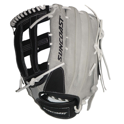 #ad SUNCOAST Melee Series Leather 13.5” Softball Glove Mitt Grey Left Hand Throw NEW $119.99