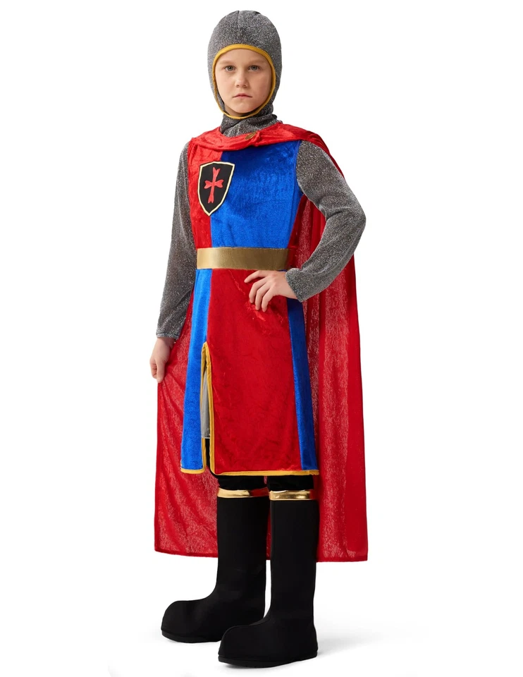 Fantasia infantil de Halloween, roupa de cavaleiro medieval para meninos, cavaleiro renascentista C... - Imagem 4 de 4