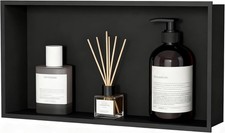 24" x 12" Stainless Steel Shower Niche Black Wall Shower Cubby No Tile Needed